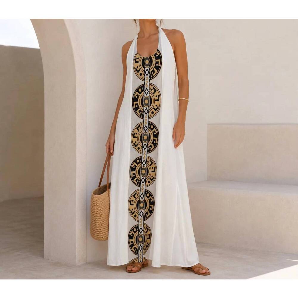NEW MYSTERY RESORT halo maxi dress in white multi